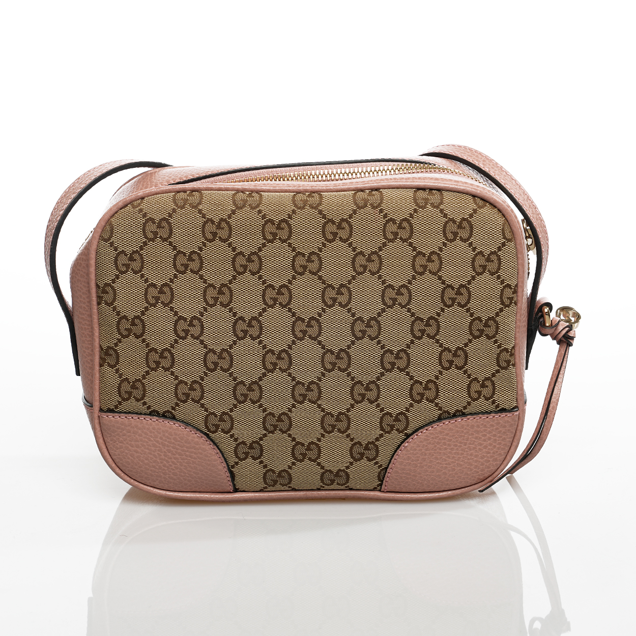 Gucci - GG Supreme Canvas&Pink Leather Bree Crossbody Bag